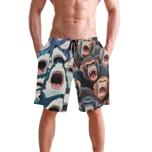 Short de bain pour homme décontracté à motif imprimé animal coloré