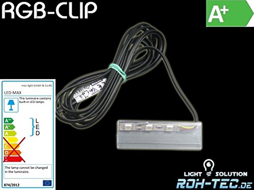 4 x RGB-CLIPS jako oświetlenie krawędzi szklanych + kontroler RGB + transformator LED - kompletny (4 RGB-CLIP + kontroler RGB + transformator LED)