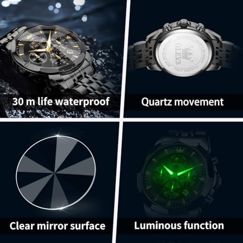 Image of OLEVS Men's Watches Analog Quartz Chronograph Dress Watch Multifunctional Stainless Steel Waterproof Classic Original Watch for Man