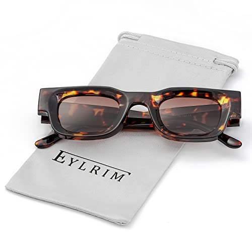 Image of EYLRIM Thick Square Frame Sunglasses for Women Men Chunky Rectangle Polarized Sunglasses UV400 Protection