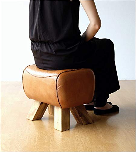 Amazon.co.jp: スツール おしゃれ 木製 革 レザー アンティーク
