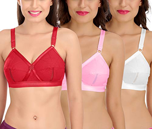 Image of SONA Women's Cotton Non-Padded Non-Wired Full Coverage Bra (Multicolour 44E) Pack of 3
