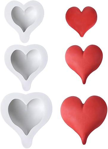 Growtail 3 moldes de fondant en forma de corazón para decoración de galletas, joyas, pasteles, chocolate, pasteles