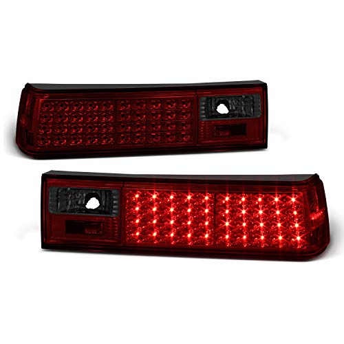 AKKON - For 1987-1993 Mustang GT LX SVT Cobra Red Smoked Full LED Tail Brake Lamp Left+Right Pair Replacement