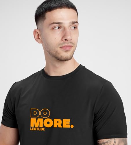 Image of LEOTUDE Men's Regular Fit Half Sleeve Round Neck Cottonblend Tshirt (Color Black)