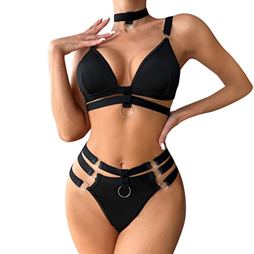 Lingerie Sexy Femme Saint Valentin- Érotiques Voir à Travers Sex Suit (Black XL)
