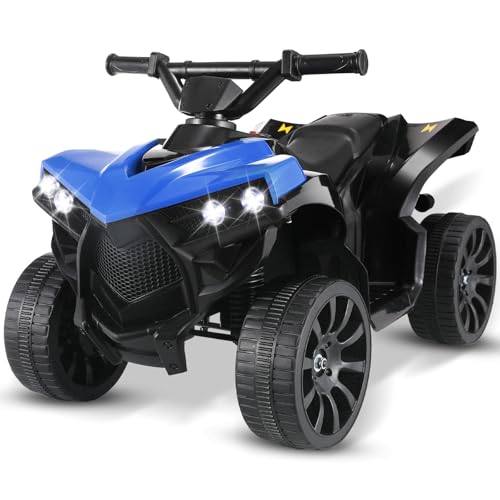 MAMIZO 6V Elektro-Quad Kinder, Kinderfahrzeug mit 3 KM/h, MP3-Musikplayer, Trompete, Scheinwerfer & USB-Aufladung, Elektroquad für Kinder ab 3 Jahre, Blau
