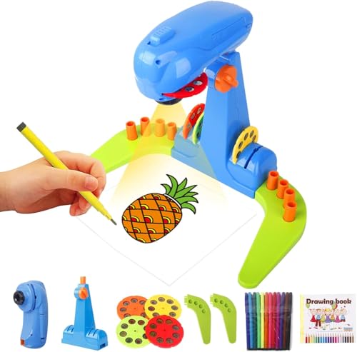 Projection Drawing for Kids，Smart Art Sketch Projector Toy, with 32 Slide Cartoon Patterns and 12 Color Brush, Adjustable Pattern Size,Suitable for Children to Learn to Draw and Art Sketcher
