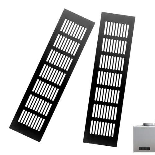 Lot de 2 Grille Aeration Rectangulaire 80 x 300 mm Grille de Ventilation Noire Grille Meuble Aluminium pour Meuble à Chaussures Cuisine Salon (80 * 300mm)