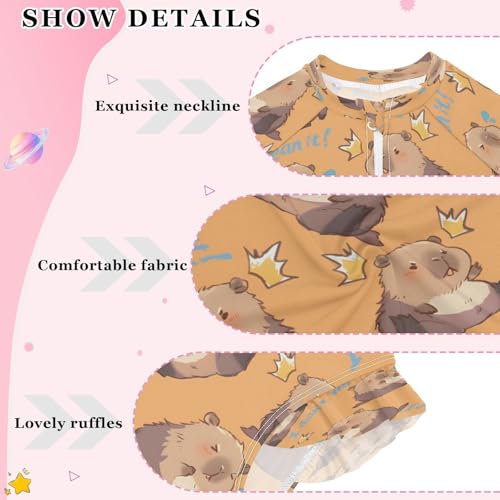 Capybara I Did Not Mean It Girls Long Sleeve Swimsuits One Piece Zipper Bathing Suit UPF 50+ Rashguard Swimwear4