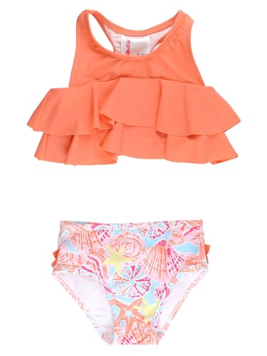 Image of RuffleButts Girls UPF50+ Sun Protection Flounce Bikini Two Piece Swimsuit