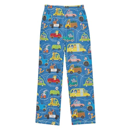 ZZXXB Funny Cartoon Transportation Boys Long Pants Soft Trousers Elastic Waist Kids Lounge Bottoms with Pockets S-XL