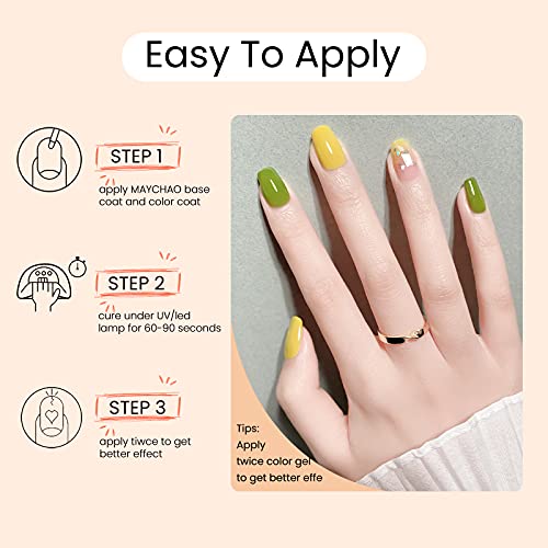 Gel Nagellack Grün, MAYCHAO Shellac Gellack UV 7.3ml Einzelflasche Ungiftiger Gel Nagellack, Schellack Nagellack für… – Bild 6