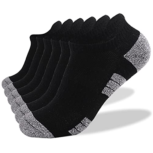 AOQUSSQOA Sportsocken Baumwollsocken Schwarz Weiß Grau Kurze Dicke Wärmespeichernde Atmungsaktive Knöchelsocken Unisex 6 Paar Unisex-Socken 35 bis 46 (Schwarz, 43-46) Cover