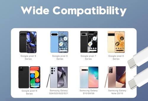 Image of Google Pixel Original Type C To Type C Mobile Data Charging Cable For Pixel 8 Pro /8 /8A /7 Pro /7 /7A /6 Pro /6 /6A /5 /Chromebook Laptop /Buds /And Other USB C Device Support For Nothing Phone 2 /1,30W,1M