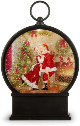 RAZ Imports Mrs. Claus Kissing Santa Lighted Water Lantern, 9 inches