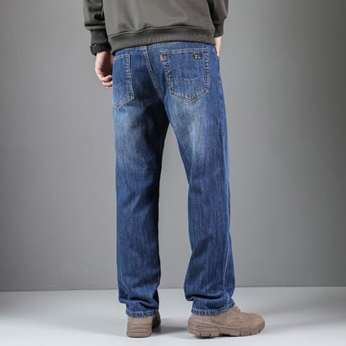 Jeans Pants Trouser Denim Loose Fit Plus Fat Large Size Blue Commuting Casual Straight Leg for Men3