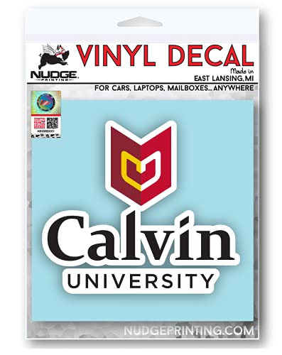 Image of Calvin University College Official Academic Logo Weatherproof Vinyl Sticker Car Decal from Nudge Printing
