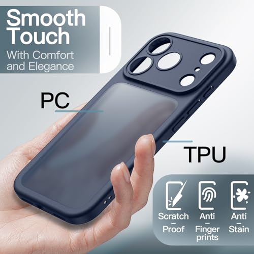Image of JETech Matte Case for iPhone 17 Pro 6.3-Inch, Shockproof Military Grade Drop Protection, Full Camera Lens Protection, Frosted Translucent Back Minimalist Phone Cover (Dark Blue)