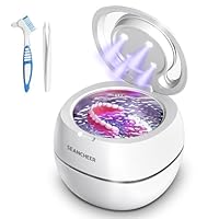 Ultraschallreinigungsgerät 48000Hz Ultraschallreiniger | 24W | 180ML | Ultrasonic Cleaner mit UV Lampe Ultraschallbad für | Zahnersatz | Retainer | Aligner | Prothesen | Zahnschiene | Schmuck | (Weiß)