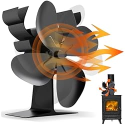 Ventilador Chimenea Amazon Achort Ventilador Chimenea Sin Electricidad, Ventilador Estufa de 4 Aspas Alimentado Ventilador de estufa por Calor para Leña/Quemador de Tronco Silencioso, Circulación de Calor, Negro