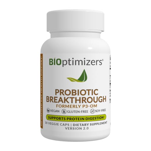 BiOptimizers Probiotic Breakthrough – Lactobacillus Plantarum OM Probiotics & Prebiotics Health Supplement for Gut, Digestive & Immune Support Probiotics for Women Men Elderly– 30 Vegan Capsules