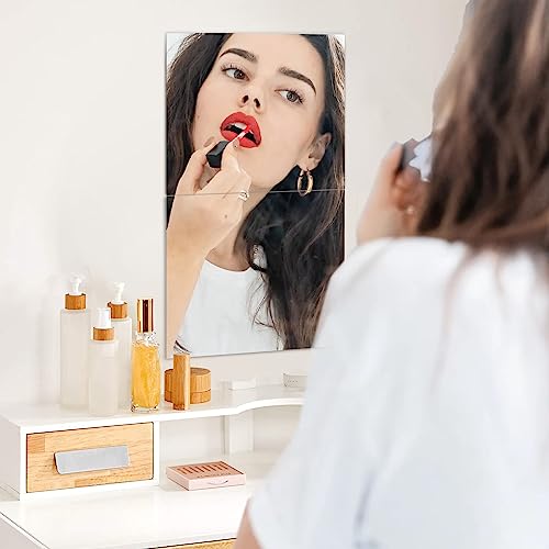 Image of JEOYOO HD Glass Full Length Mirror Tiles - Set of 4, 8'' x 8'' - Frameless Wall Decor for Bedroom, Home Gym Mirrors for Wall, Full Body Mirror Stickers,Large Wall Mounted Mirrors, Long Mirrors,Gift
