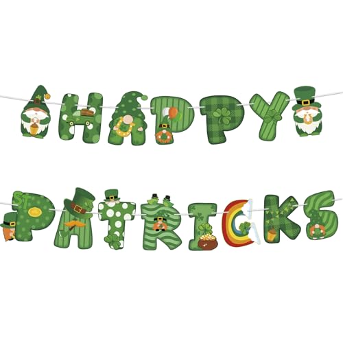 Image of Happy St. Patrick's Day Banner Lucky Shamrock Banner Decorations St Patricks Day Clover Garland for Irish Themed Party Supplies St Patricks Party Supplies Birthday Decorations