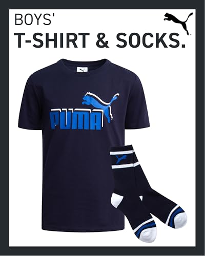 Image of PUMA Boys 2 Piece Graphic Tee Shirt & Matching Socks Set (Sizes S-XL)