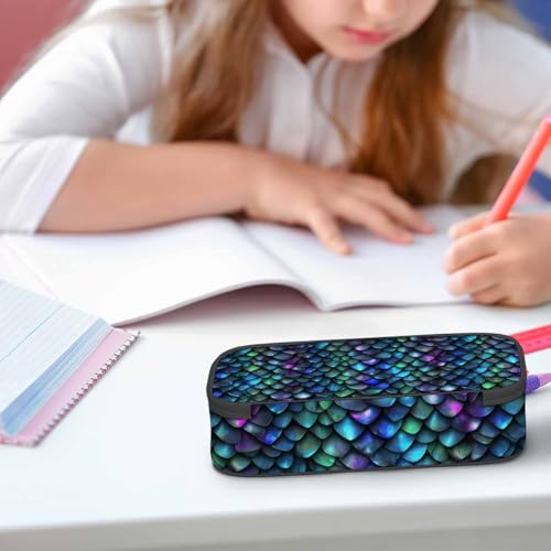 Image of Dragon Scales Pencil Case Sparkling Glittering Skin Sequins Pencil Bag Pouch Box Organizer for College School Students Boy Girl
