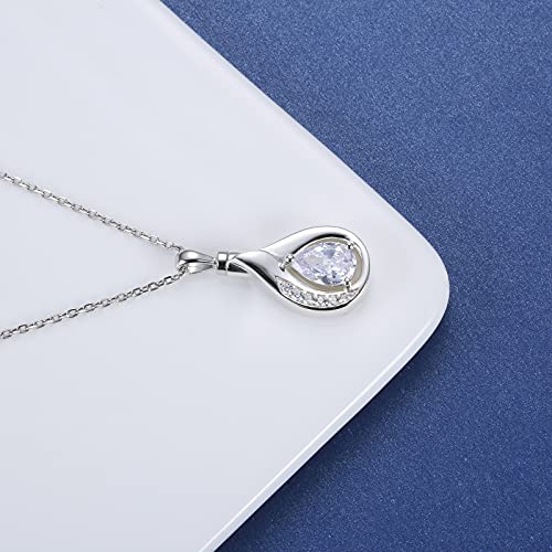 Teardrop Urn Necklace for Ashes - 925 Sterling Silver Blue Cremation Pendant Memorial Keepake Funeral Necklace Jewelry Gifts for Women Wife Mother3