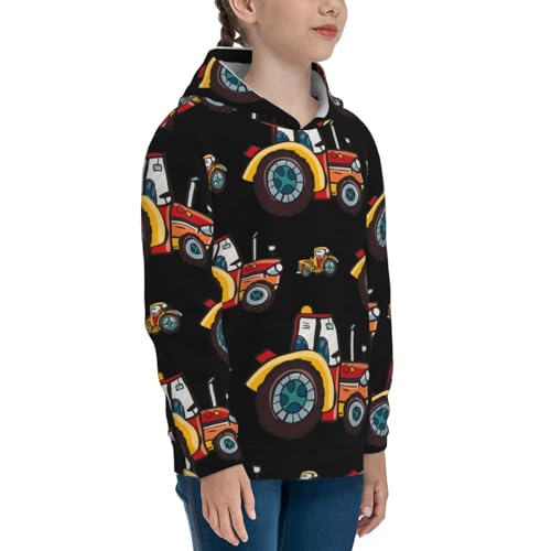 Cartoon Tractor Kids Pullover Hoodies Boys Sweatshirts Girls Athletic Clothes with Pocket3