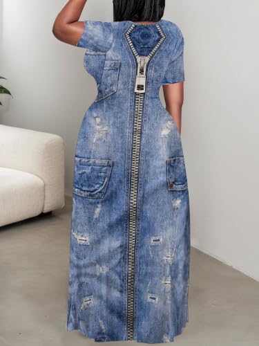 Image of Plus Size Maxi Dresses for Curvy Women T-Shirt Summer Sun Dresses Loose Fit