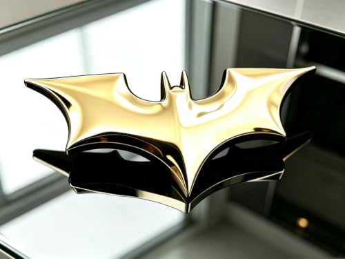 Image of 3D Spider Chrome Emblems Badges Sticker Car Vehicle, Truck, Motorcycle, RV, Scooter, SUV, Door, Window, Room, Wall and More Decoration (Yellow Batshape)