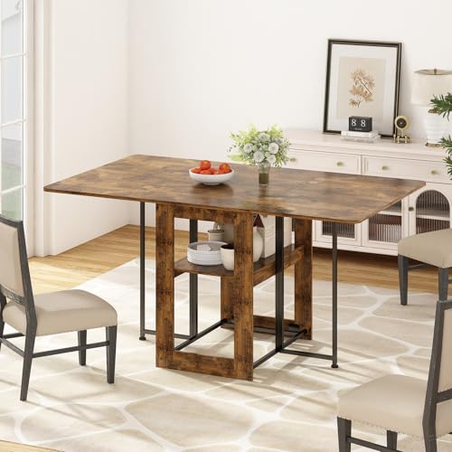 La mejor comparación de Mesa Plegable de Madera Walmart - solo los mejores. 46 GlLLAS Mesa Plegable de Comedor, Barra Desayunador para Cocina, Mesa Comedor 4 Personas con Estantes de Almacenamiento, Apto para Cocinas, Terraza y Oficinas,Tamano 120 * 70 *...