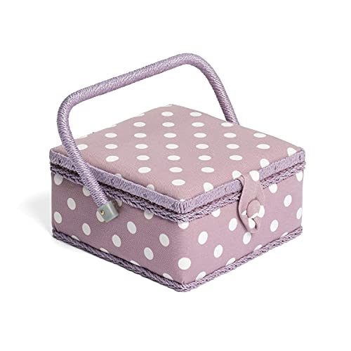 Hobbygift Value-Scatola da Cucito, in Cotone, Colore: Lilla a Pois, Piccola