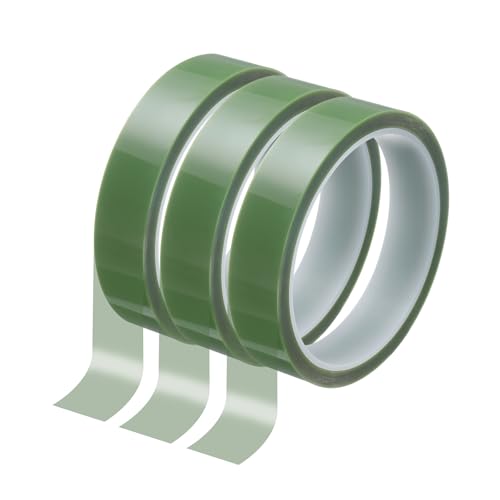 Image of HARFINGTON 3 Rolls High Temperature Masking Tape 4 /5 inch x108ft(20mmx33m) 0.05mm Thick PET Film Silicone Adhesive Heat Resistant Tapes for Heat Press Anodizing Circuit Board, Grass Green