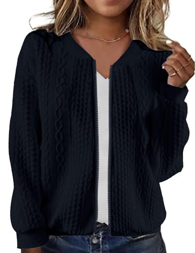 Image of WROLEM Zip Up Sweatshirts for Women Casual Outfits Cardigan Outerwear Trendy Winter Jackets Coat