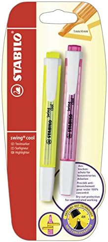 Highlighter - STABILO swing cool - Pack of 2 - Yellow/Pink