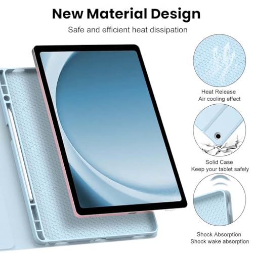 Image of Keyboard Case for Samsung Galaxy Tab A11+ & Tab A9 Plus 11 inch Folio Cover SM-X230, SM-X236B, SM-X210, SM-X215 with Trackpad, 7 Color Backlit Magnetically Detachable Bluetooth Keyboard, Multi-Angle View