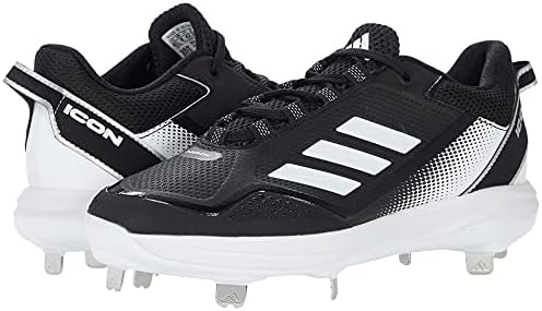 adidas Men's Icon 7 Baseball Shoe, White/Black/Silver Metallic, 12 | Image 3