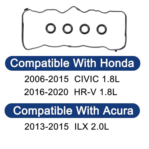 Image of VS50741R Engine Valve Cover Gasket Set Compatible with 1.8L 2006-2015 Honda Civic, 2016-2017 Honda HR-V 1.8L, 2013-2015 Acura ILX 2.0L, 2007 2008 2009 2010 2011 2012 2014 VS50563 VS 50741 R