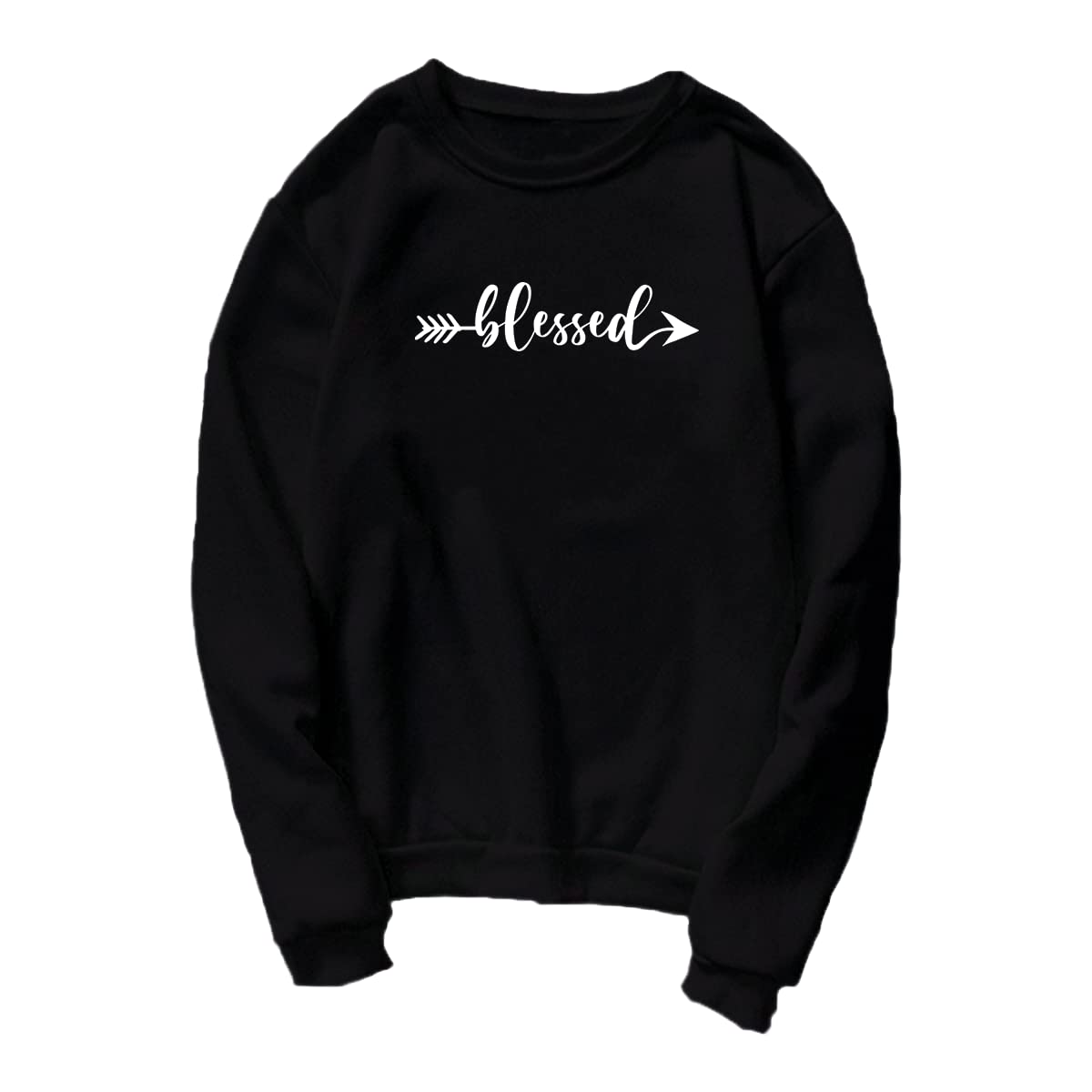 STREETMODECotton Sweatshirts Pullovers for Women and Girls - Blessed Print, Black, 36