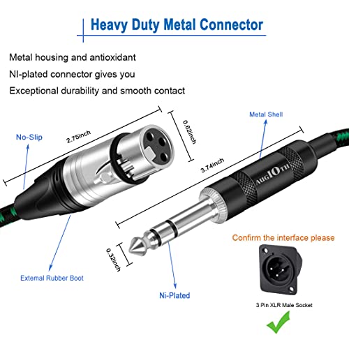 Augioth XLR Female to 1/4 Cable 3ft 2 Pack Balance 6.35mm TRS Plug to 3-pin Cannon Mic Cable 1 Meter by Augioth - Image 2
