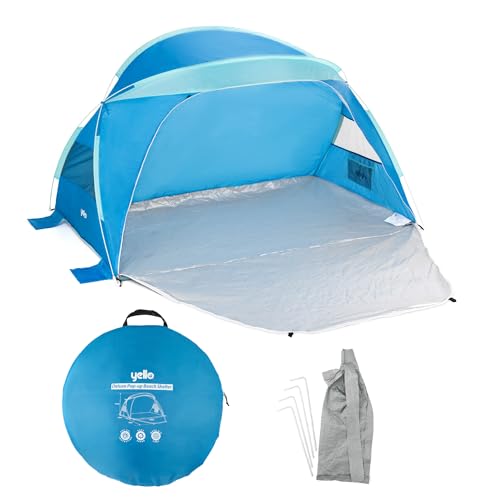 Tente de plage portable anti-UV avec poches en filet