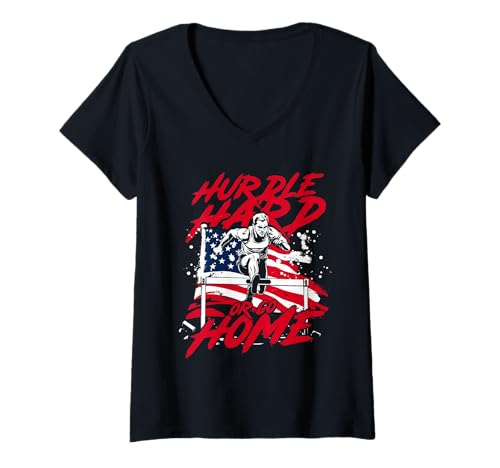 Mujer Vallas Vallista Hurdle Hard Or Go Home Camiseta Cuello V