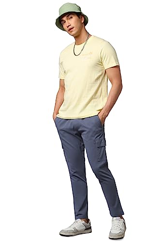 Image of Hubberholme Men's Regular Fit Cotton Trousers, Ankle Length Elastic & Drawstring Waist Cargo Chinos