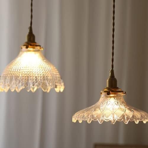 Suspension en Verre Clair Dôme Texturé pour Éclairage de Plafond Moderne - 5