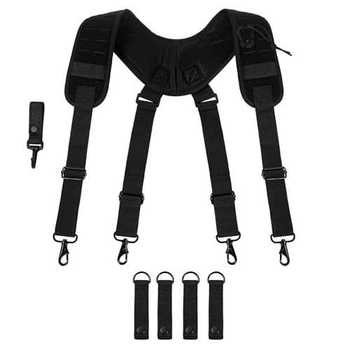 MELOTOUGH Metal Hook Tactical Suspenders for Duty Belt Harness Military Belt Harness Police Suspender Heavy Duty Law Enforcement Belt with Key Holder (Black, X-Large)…