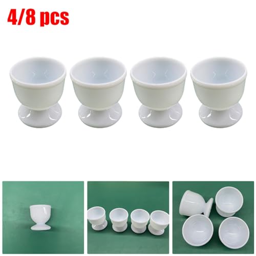 CWOQOCW Eierbecher, 4/8 Stück gekochte Eierhalter Becher für Frühstück, langlebige Kunststoff-Silikon-Eierbecher-Set, weiß (8 Stück) – Bild 5